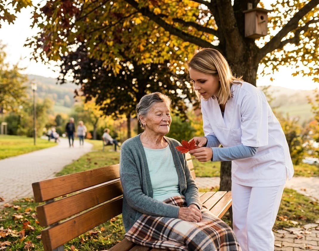 Caregiver providing compassionate home care